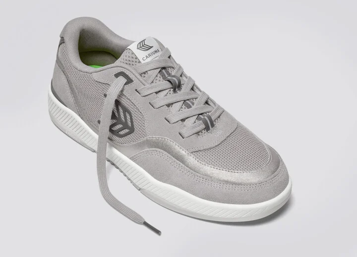 UBA Light Grey Suede and Mesh Charcoal Grey Logo Silver Accents Sneaker Men - Image 4