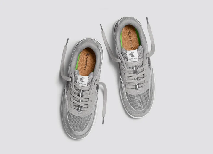 UBA Light Grey Suede and Mesh Charcoal Grey Logo Silver Accents Sneaker Men - Image 7