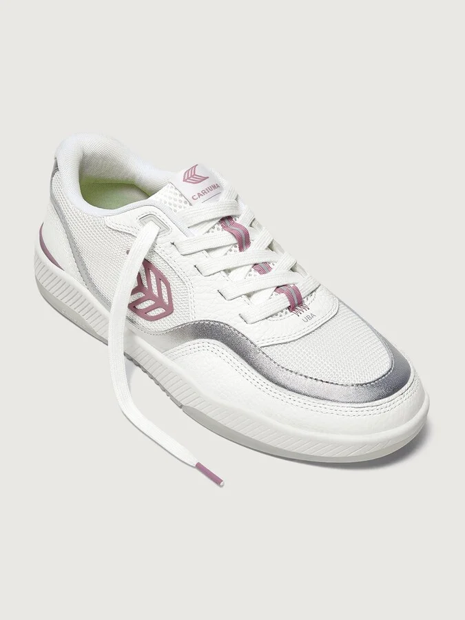 Uba Premium Leather & Mesh - White/ Metallic Silver Blush Pink - Image 3
