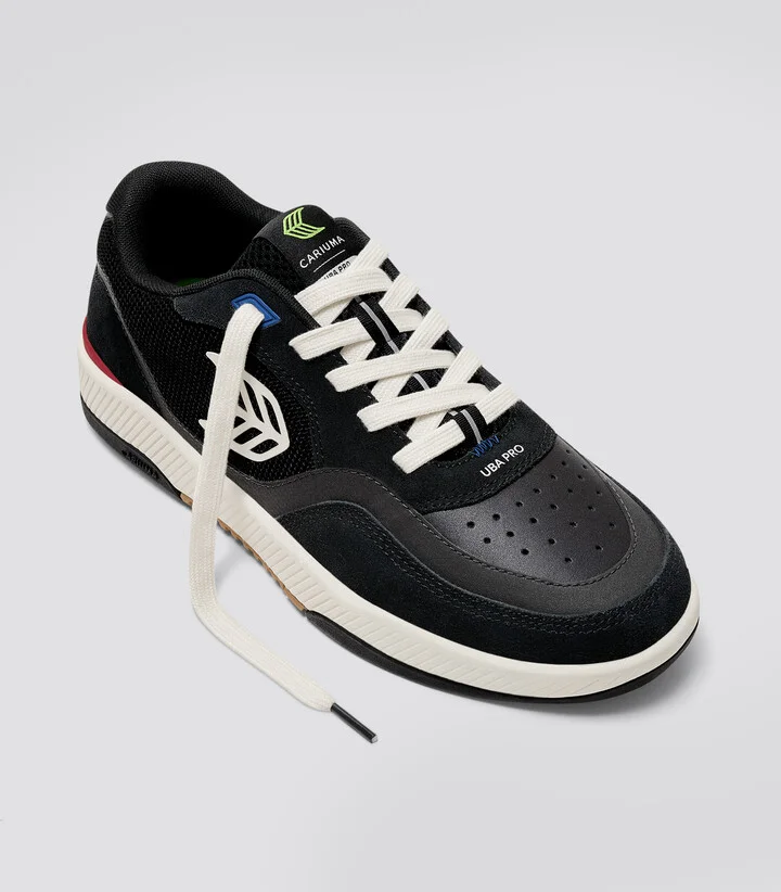 UBA PRO Black Suede and Mesh Ivory Logo Red Sneaker Men - Image 2