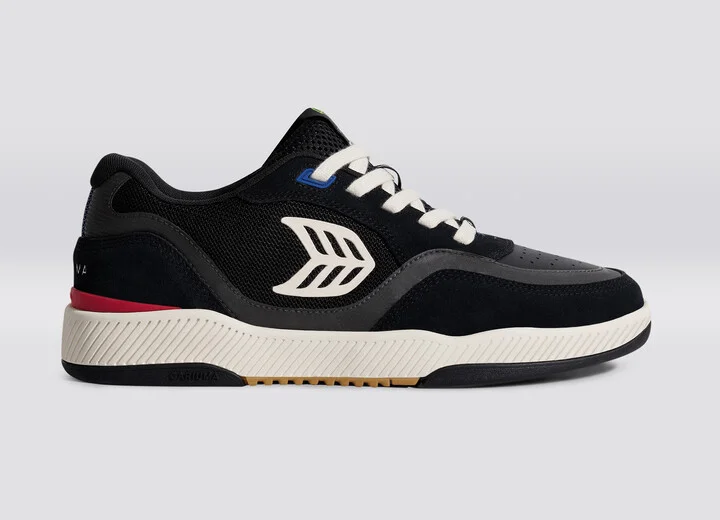 UBA PRO Black Suede and Mesh Ivory Logo Red Sneaker Men - Image 3