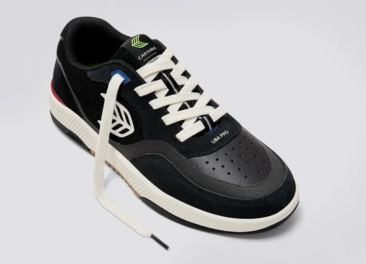 UBA PRO Black Suede and Mesh Ivory Logo Red Sneaker Men - Image 4