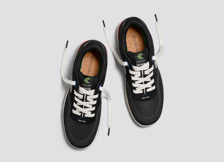 UBA PRO Black Suede and Mesh Ivory Logo Red Sneaker Men - Image 7