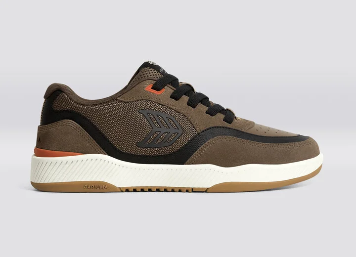 UBA PRO Dark Khaki Suede and Mesh Black Logo Sneaker Men - Image 3