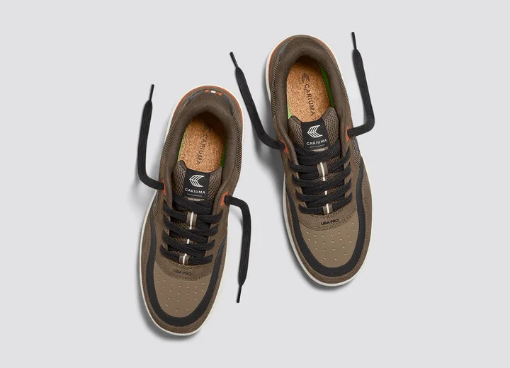 UBA PRO Dark Khaki Suede and Mesh Black Logo Sneaker Men - Image 7