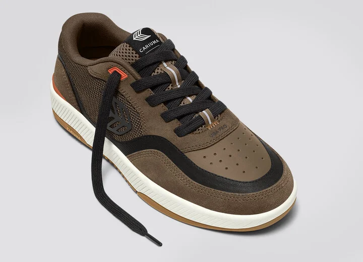 UBA PRO Dark Khaki Suede and Mesh Black Logo Sneaker Women - Image 4