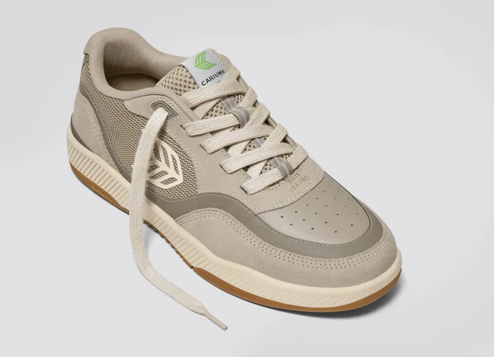UBA PRO Plaza Taupe Suede and Mesh Almond Milk Logo Sneaker Men - Image 4