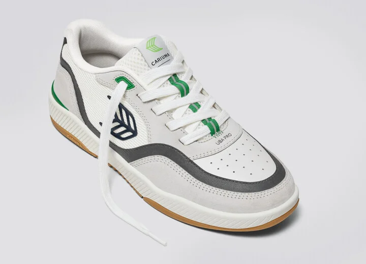 UBA PRO Smoke White Suede Off-White Mesh Black Logo Green Sneaker Men - Image 4
