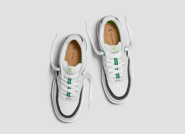 UBA PRO Smoke White Suede Off-White Mesh Black Logo Green Sneaker Men - Image 7