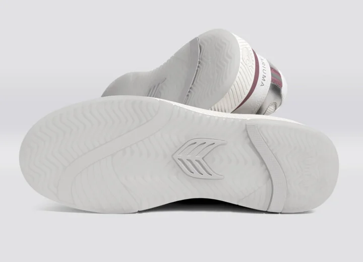UBA White Leather and Suede Blush Pink Logo Silver Accents Sneaker Men - Image 6