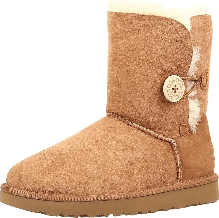 UGG Bailey Button II Women's Boots Chestnut : 5 B - Medium, Sheepskin/Suede - Image 2