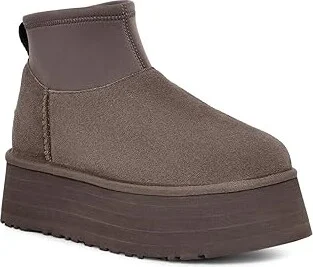 UGG Classic Mini Dipper Women's Boots Thundercloud : 10 B - Medium, Suede/Wool