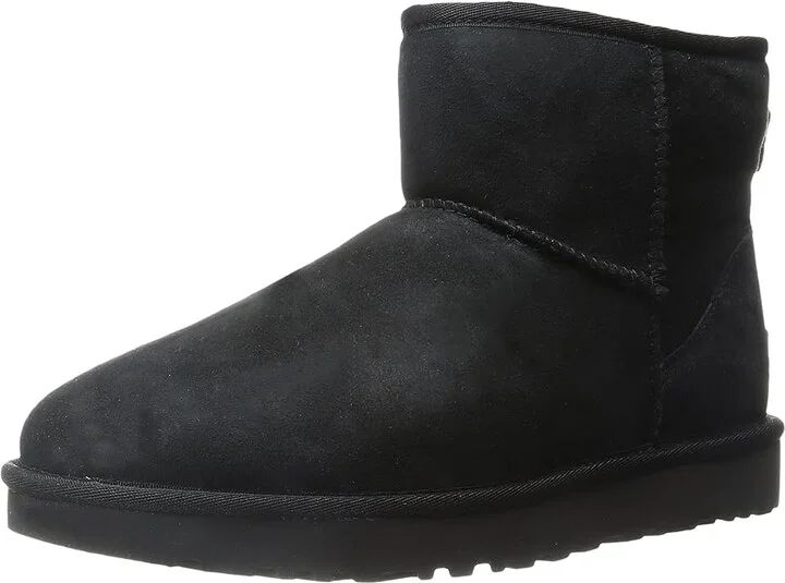 UGG Classic Mini II Women's Boots Black : 5 B - Medium, Sheepskin/Suede - Image 2