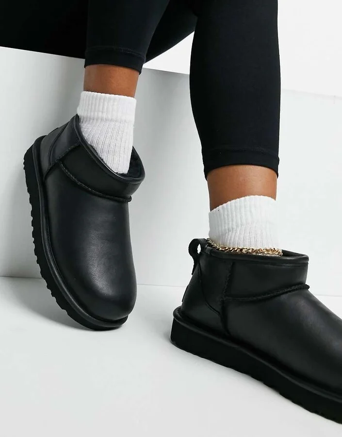 UGG Classic Ultra Mini ankle boots in black - Image 4