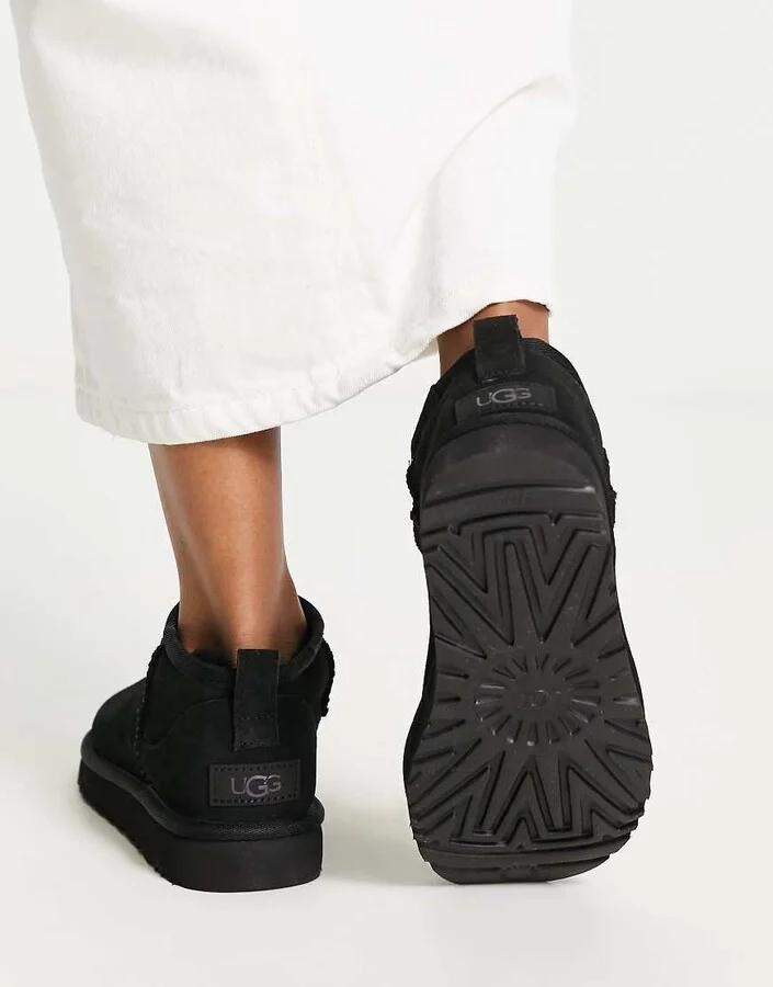 UGG Classic Ultra Mini ankle boots in black in suede - Image 2