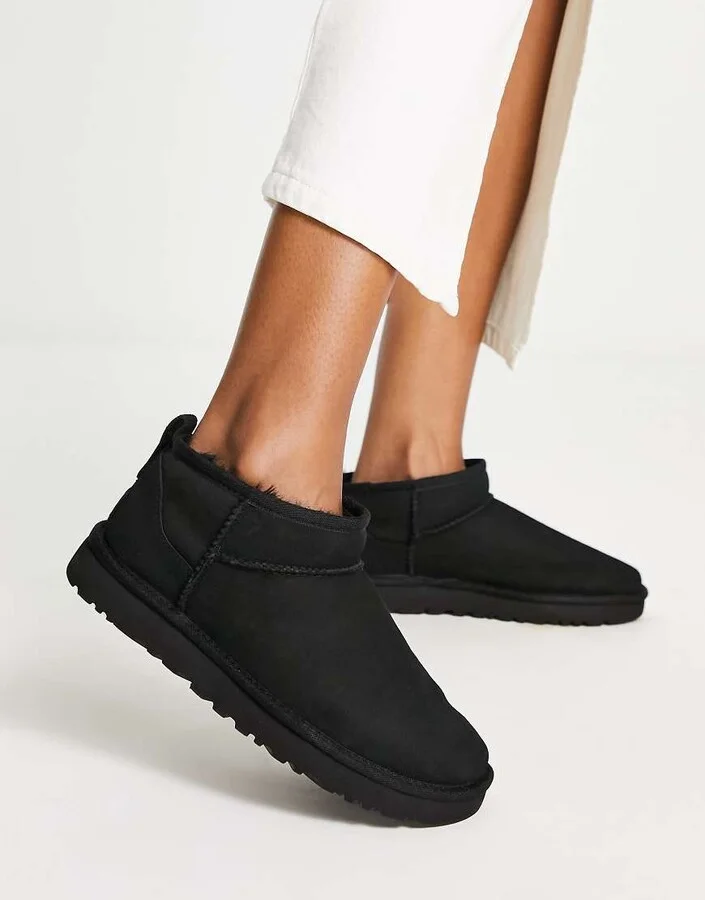 UGG Classic Ultra Mini ankle boots in black in suede - Image 4