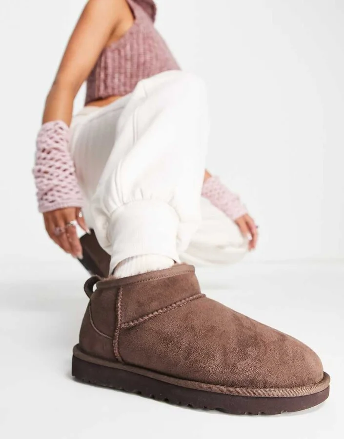 UGG Classic Ultra Mini boots in chocolate - Image 3