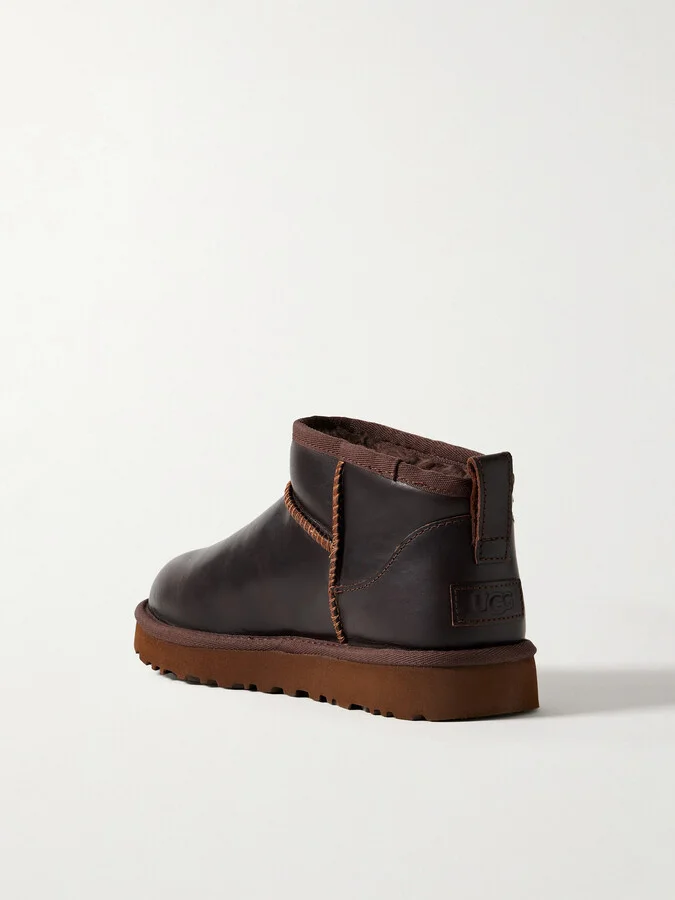 UGG - Classic Ultra Mini Leather Ankle Boots - Brown - Image 3