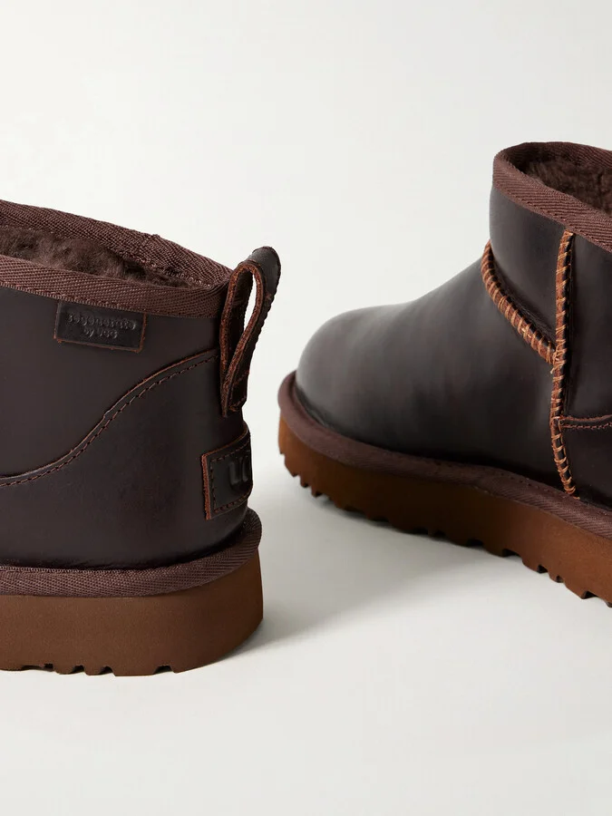 UGG - Classic Ultra Mini Leather Ankle Boots - Brown - Image 4