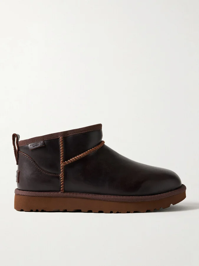 UGG - Classic Ultra Mini Leather Ankle Boots - Brown