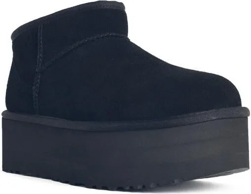 UGG 'Classic Ultra Mini Platform' Black Suede Boots - Image 2
