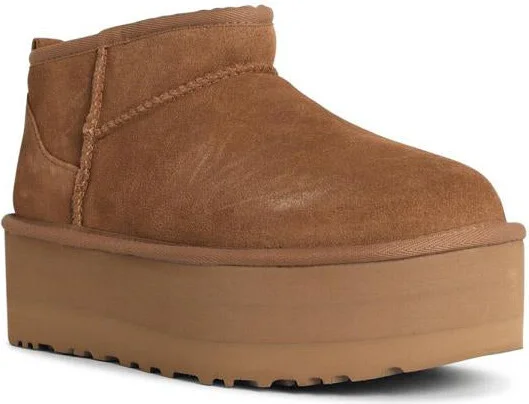 UGG 'Classic Ultra Mini Platform' Chestnut Suede Boots - Image 2
