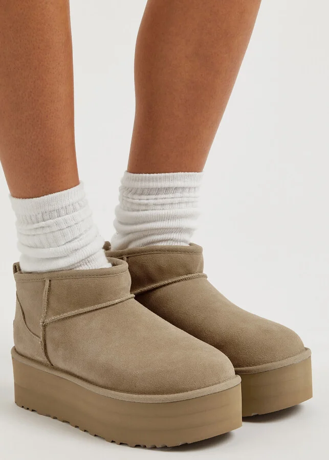 Ugg Classic Ultra Mini Suede Flatform Boots - Image 9