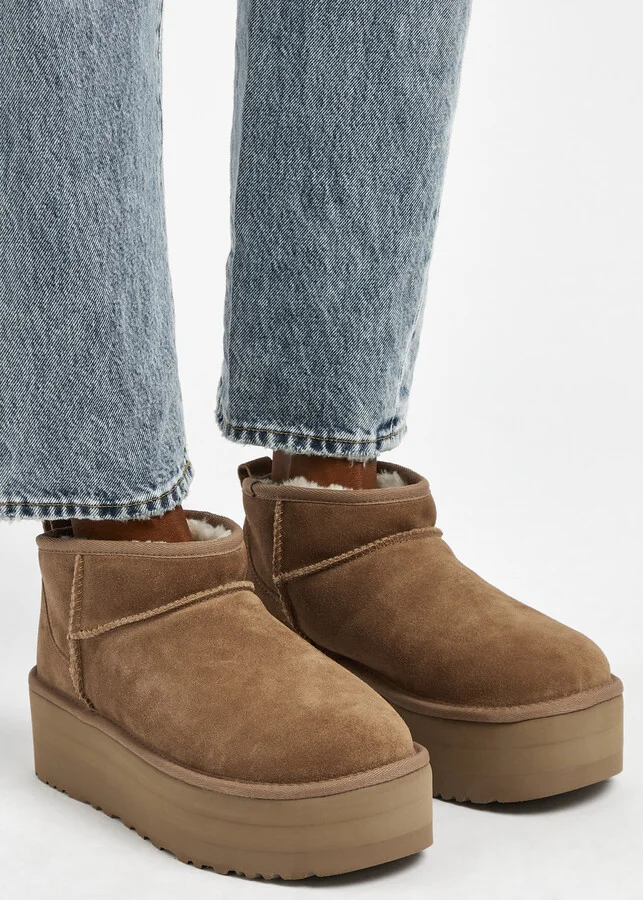UGG Classic Ultra Mini Suede Flatform Boots - Image 5