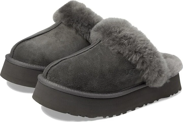 UGG Disquette Women's Shoes Charcoal : 5 B - Medium, Leather/Suede