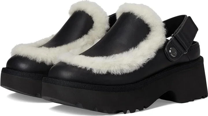 UGG Esmee Leather Clogs Women's Shoes Black : 7 B - Medium