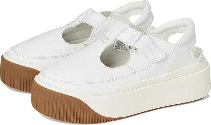 UGG EZ-Duzzit T-Strap Women's Shoes White : 5.5 B - Medium, Canvas