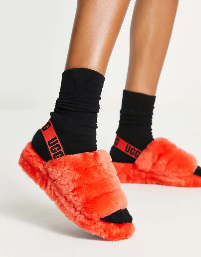 UGG Fluff Yeah slides in hazard orange - Image 2