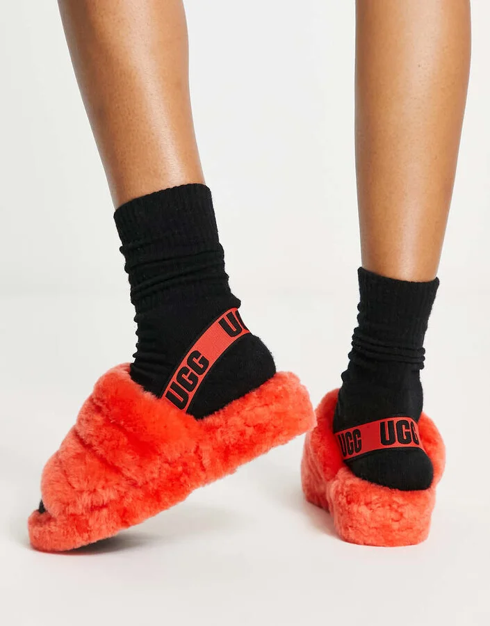 UGG Fluff Yeah slides in hazard orange - Image 3