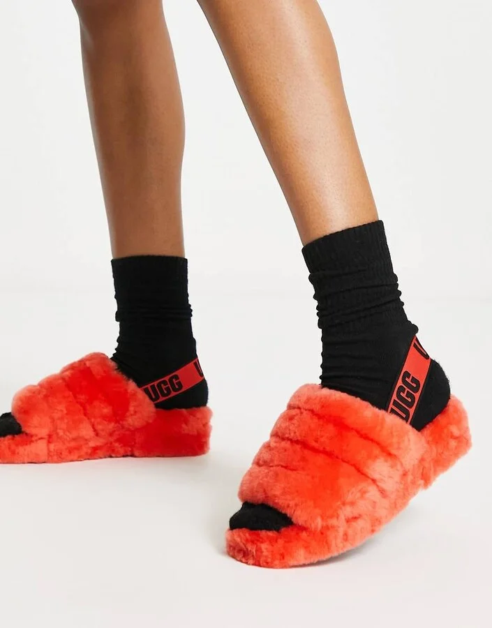 UGG Fluff Yeah slides in hazard orange - Image 4
