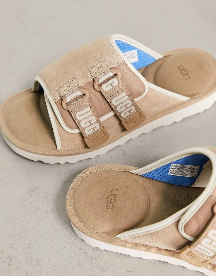 UGG goldencoast strap sliders in beige suede - Image 3