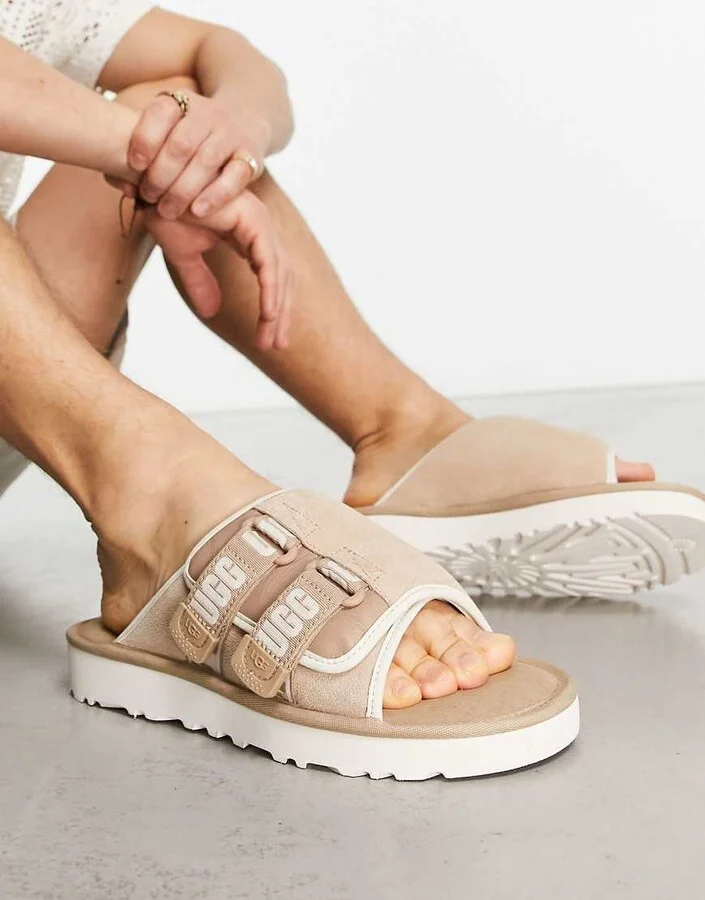 UGG goldencoast strap sliders in beige suede - Image 4