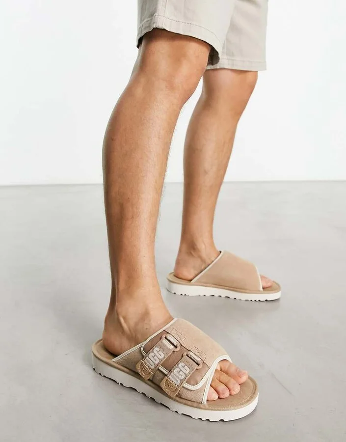 UGG goldencoast strap sliders in beige suede