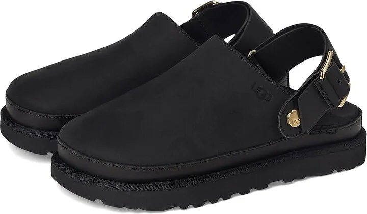 UGG Goldenstar Villa Clogs Women's Shoes Black : 7 B - Medium, Leather/Nubuck