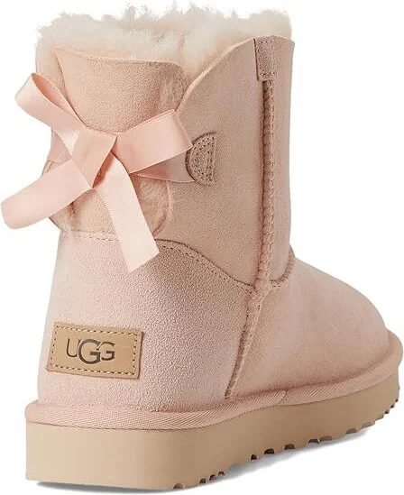 UGG Mini Bailey Bow II Women's Boots Beige Blush : 11 B - Medium, Suede - Image 4