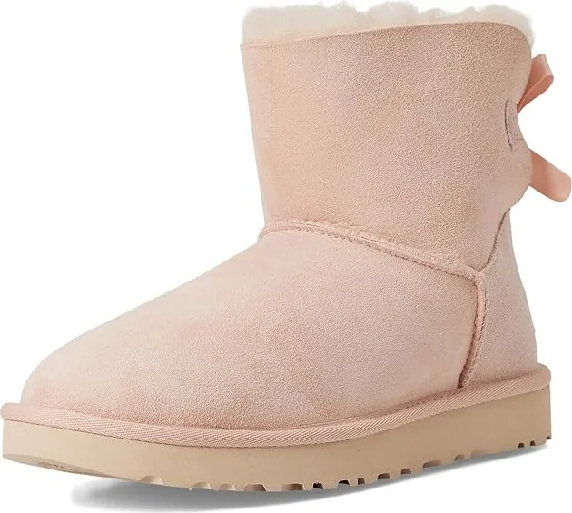 UGG Mini Bailey Bow II Women's Boots Beige Blush : 11 B - Medium, Suede - Image 5