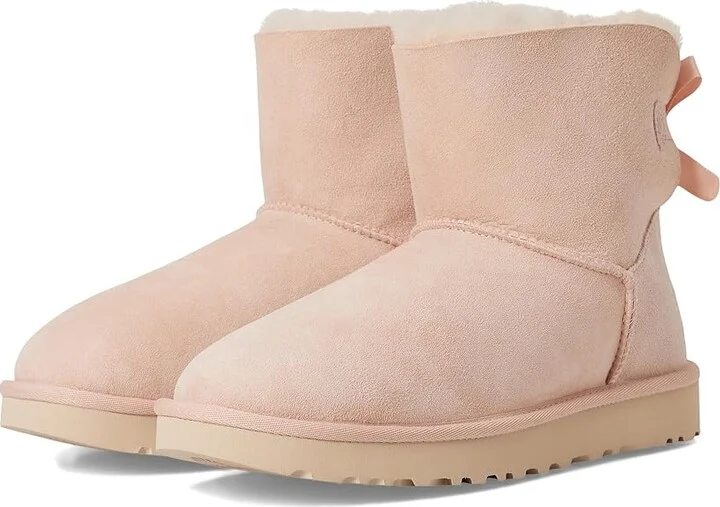 UGG Mini Bailey Bow II Women's Boots Beige Blush : 11 B - Medium, Suede