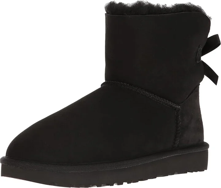 UGG Mini Bailey Bow II Women's Boots Black : 5 B - Medium, Suede - Image 2