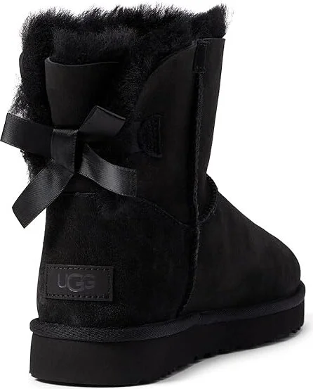 UGG Mini Bailey Bow II Women's Boots Black : 5 B - Medium, Suede - Image 5