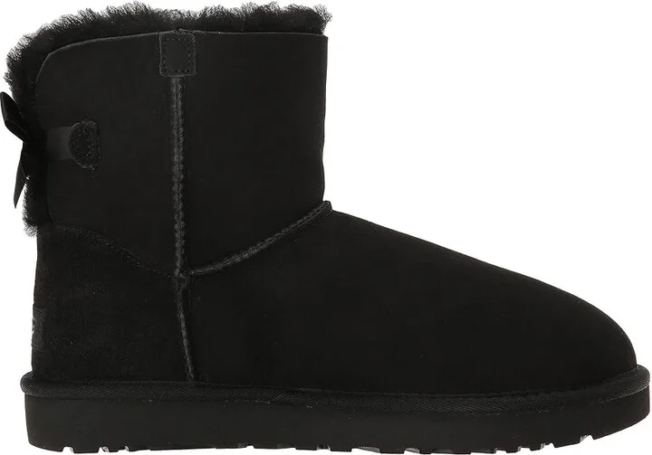 UGG Mini Bailey Bow II Women's Boots Black : 5 B - Medium, Suede - Image 8