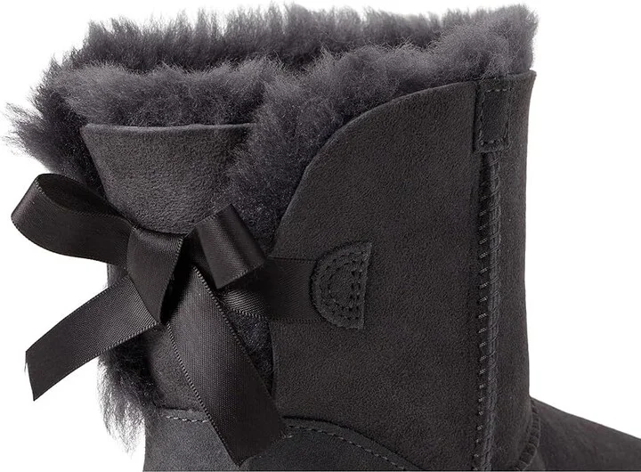 UGG Mini Bailey Bow II Women's Boots Obsidian : 7 B - Medium, Suede - Image 2