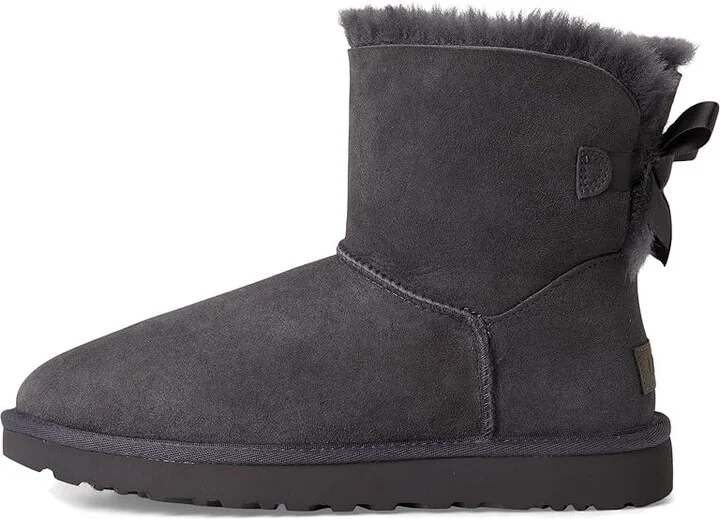UGG Mini Bailey Bow II Women's Boots Obsidian : 7 B - Medium, Suede - Image 6
