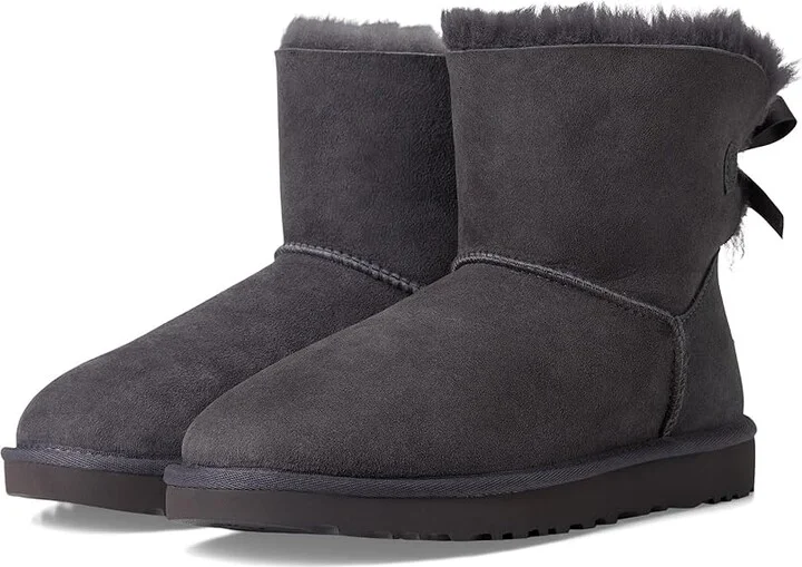 UGG Mini Bailey Bow II Women's Boots Obsidian : 7 B - Medium, Suede