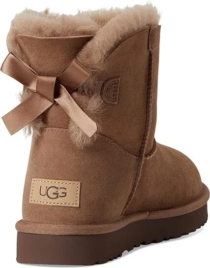UGG Mini Bailey Bow II Women's Boots Rocky Oak : 10 B - Medium, Suede - Image 4