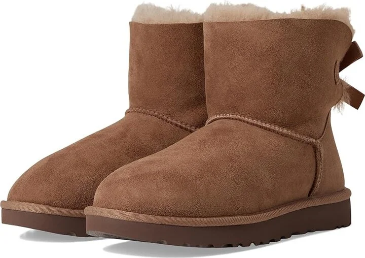 UGG Mini Bailey Bow II Women's Boots Rocky Oak : 10 B - Medium, Suede