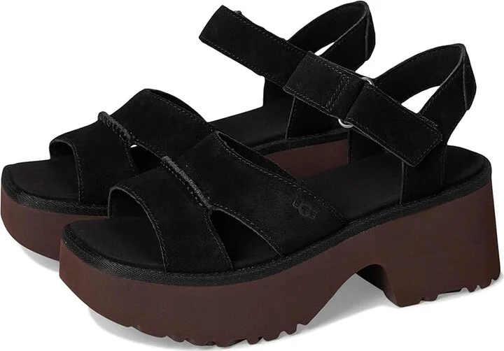 UGG New Heights Ankle Strap Women's Sandals Black : 8.5 B - Medium, Suede